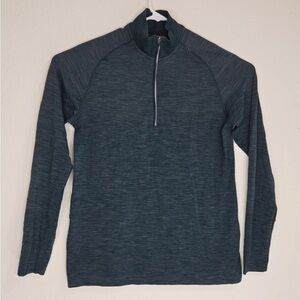 Lululemon Metal Vent Tech 1/2 Zip Heathered Green Emerald Color Size M Mens